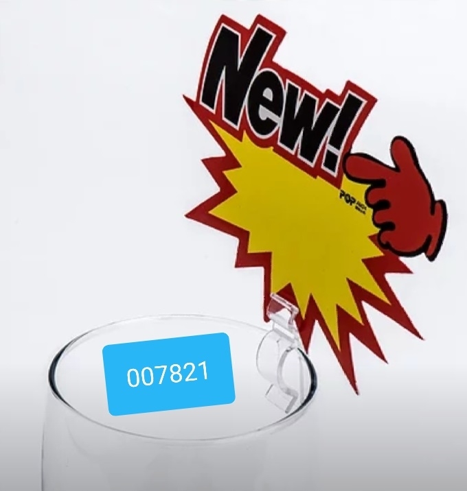 מעמד לכרטיס/תפס קטן לכוס פלסטי שקוף 1/100