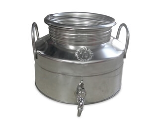 מיכל נירוסטה 10 ליטר מכסה הברגה+ברז כרום