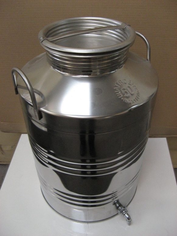 מיכל נירוסטה 20 ליטר מכסה הברגה + ברז