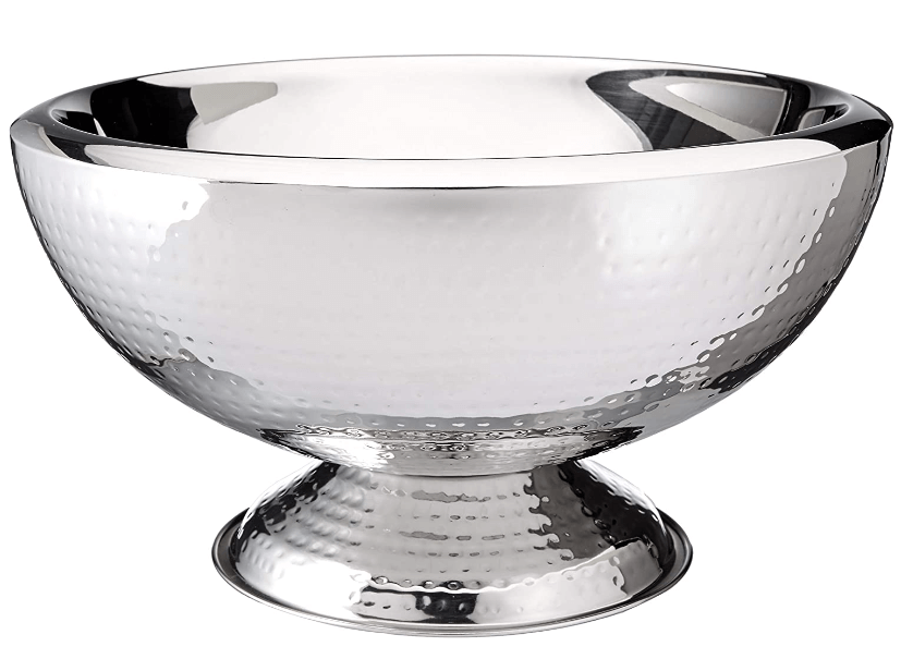 קערה פונץ 43 ס"מ נירוסטה דופן כפולה על רגל 9 ליטר