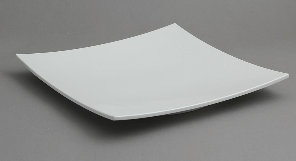 צלחת/פלטה הגשה קמורה ריבועית 31 ס"מ מלמין לבן EFAY