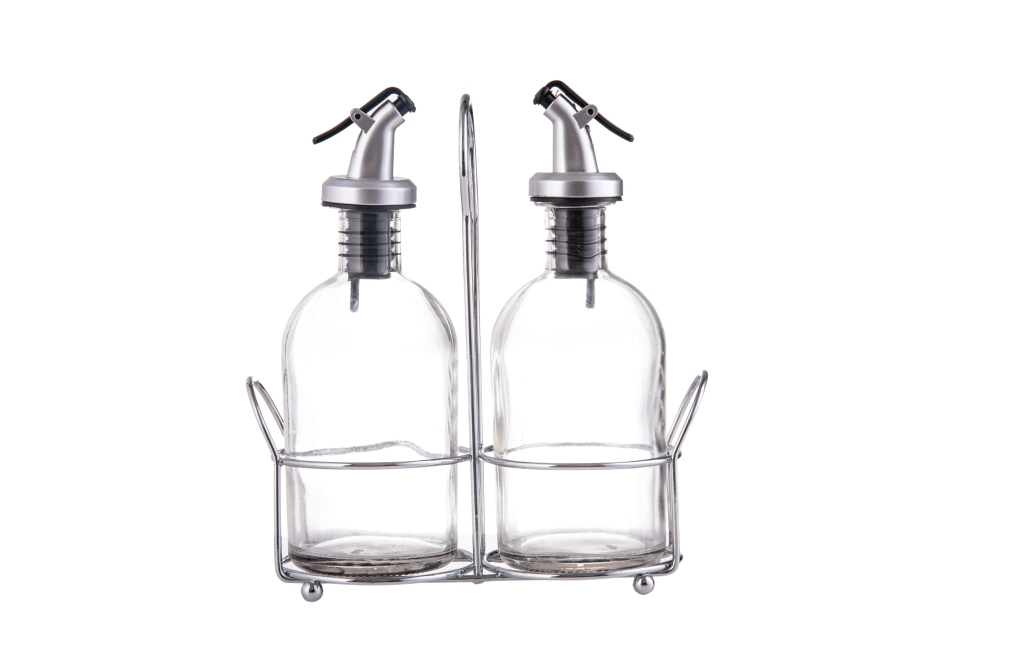 סט בקבוקי שמן /חומץ 24CL זכוכית +מתקן