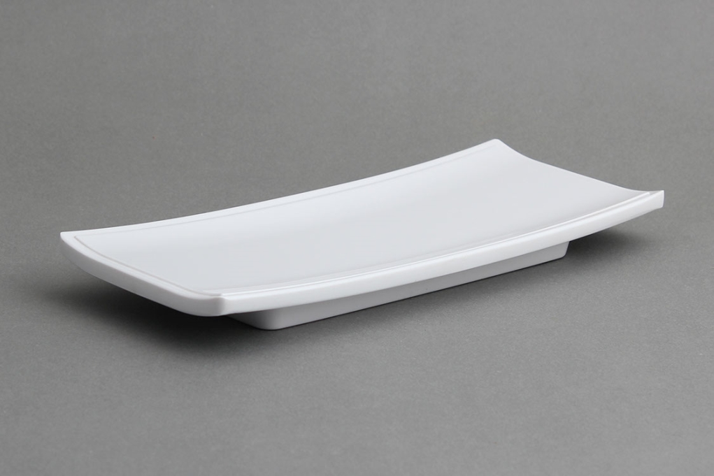 צלחת מלבנית לסושי 27X10.5 מלמין לבן EFAY