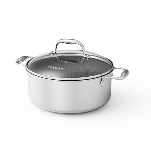 סיר נירוסטה 26 ס"מ 7 ליטר+מכסה זכוכית BLACK CUBE COOKCELL