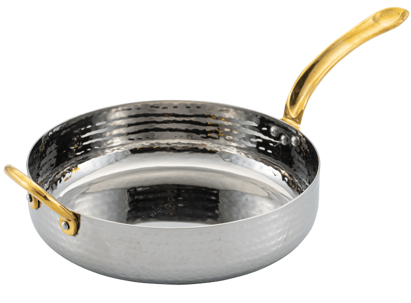 מחבת הגשה נירוסטה 18/4.5 ס"מ ידיות פליז זהב 85CL