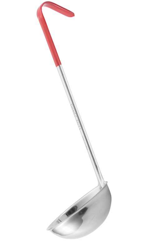 מצקת 12 ס"מ נירוסטה עם וו יחידה אחת מצופה גומי אדום 35CL