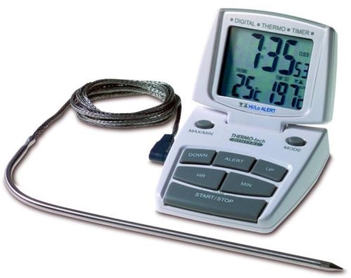 מד טמפרטורה דיגיטלי+ חיישן/חוט וטיימר -10עד+200 TFA