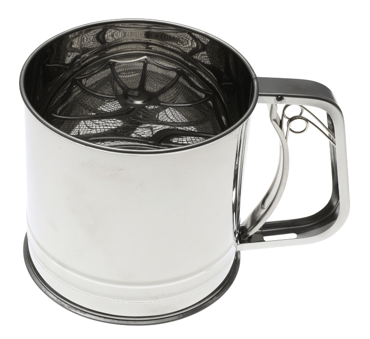 כוס נפה קפיץ משולשת לקמח נירוסטה 12.5 ס"מ