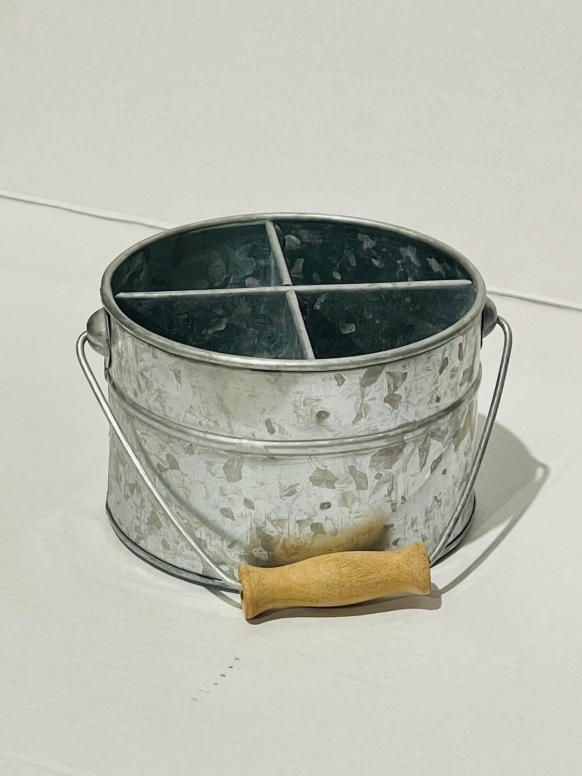 סכומון עגול פח מגולוון מחולק ל 4+ ידית נשיאה 15*15*10 ס"מ "רטרו"