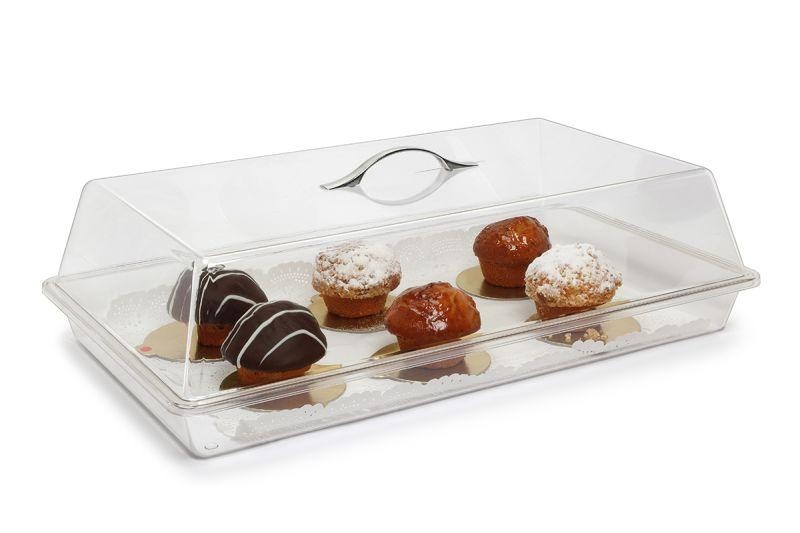 סט מגש+מכסה לעוגה/מאפים פוליקרבונט 54.5/32.8/15 ס"מ BORA