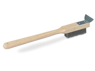 מברשת גריל/ פלדה 50 ס"מ ידית עץ עם מגרדת
