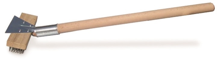 מברשת גריל / פלדה 19/6 ידית עץ 70 / 60 ס"מ אורך כללי 75 ס"מ