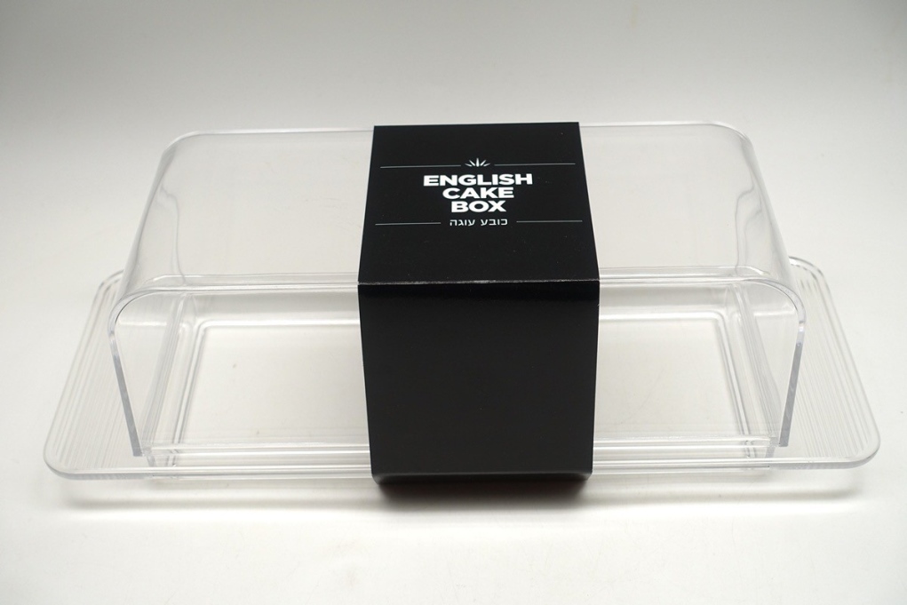 מגש +מכסה פעמון עוגה מלבני אינגליש קייק אקרילי