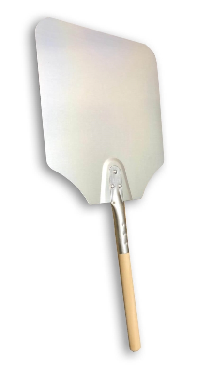 כף פיצה אלומיניום קטן 36/30 ידית עץ קצרה אורך 35 ס"מ