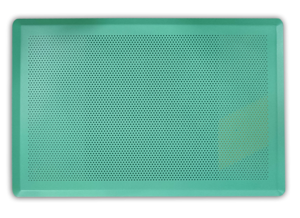 מגש שטוח מחורר 60/40 ס"מ אלומיניום ציפוי טפלון ירוק