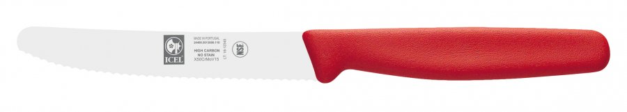 סכין ירקות 11 ס"מ  קצה מעוגל ידית אדומה משונן ICEL