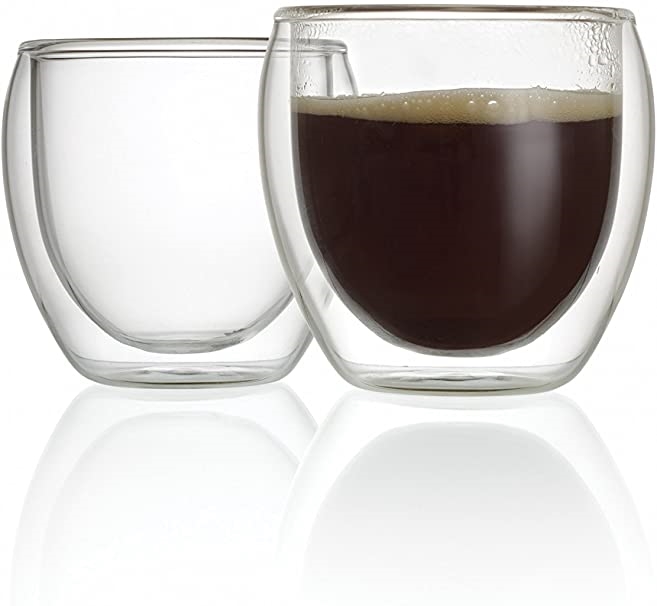 כוס זכוכית כפולה אספרסו 8CL אריזה זוגית 2/18 PYROMEX - המחיר לכוס בודדת