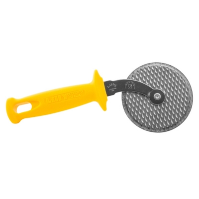 גלגלת פיצה 9 ס"מ נירוסטה רקוע ידית צהובה LILLY HD 150/2