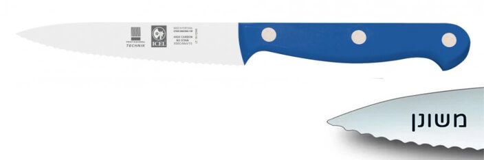 סכין קילוף צר משונן 10 ס"מ ידית בקלית כחולה ICEL TECHNIK