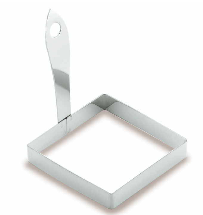 טבעת רינג 10 ס"מ מרובע נירוסטה+ידית  חביתה