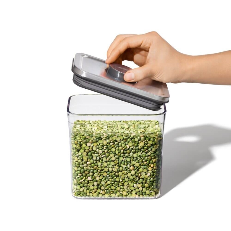 קופסת אחסון POP מלבן קצר 1.6 ליטר – עם מכסה נירוסטה OXO