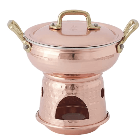 סיר רוטב 14 ס"מ נחושת + מכסה ומעמד חימום CU ARTIGIANA 0.8L