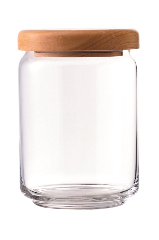 צנצנת זכוכית פופ 65CL+מכסה עץ שעם OCEAN 36/6