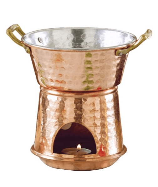 סיר רוטב קוני 14 ס"מ נחושת + מעמד חימום CU ARTIGIANA 0.8L