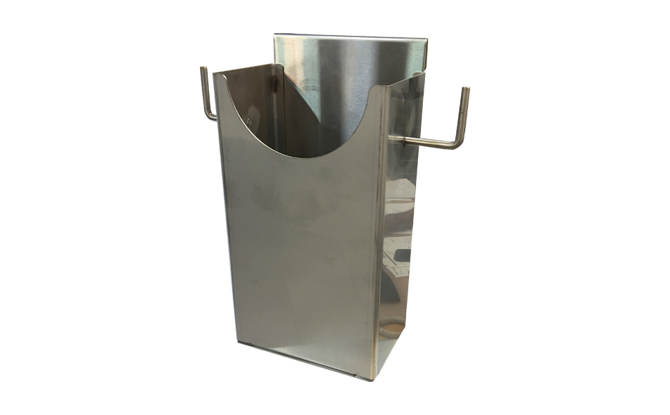 מתקן נירוסטה לשקיות נייר 32/19 עומק 12 ס"מ (לשקית 31/17 ס"מ)+ווים לשקיות ניילון לעגלת מסלולים (ארק)