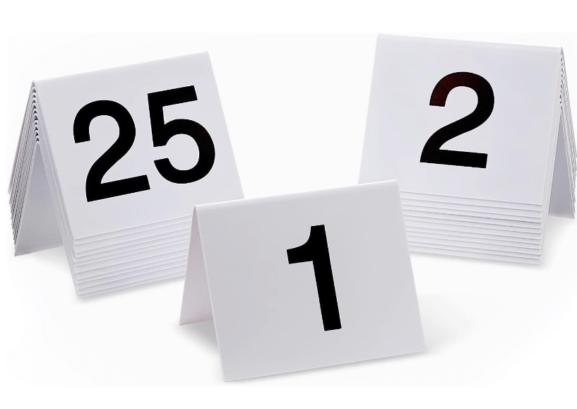 מספרים לשולחן נירוסטה 1-50 סט דו צדדי