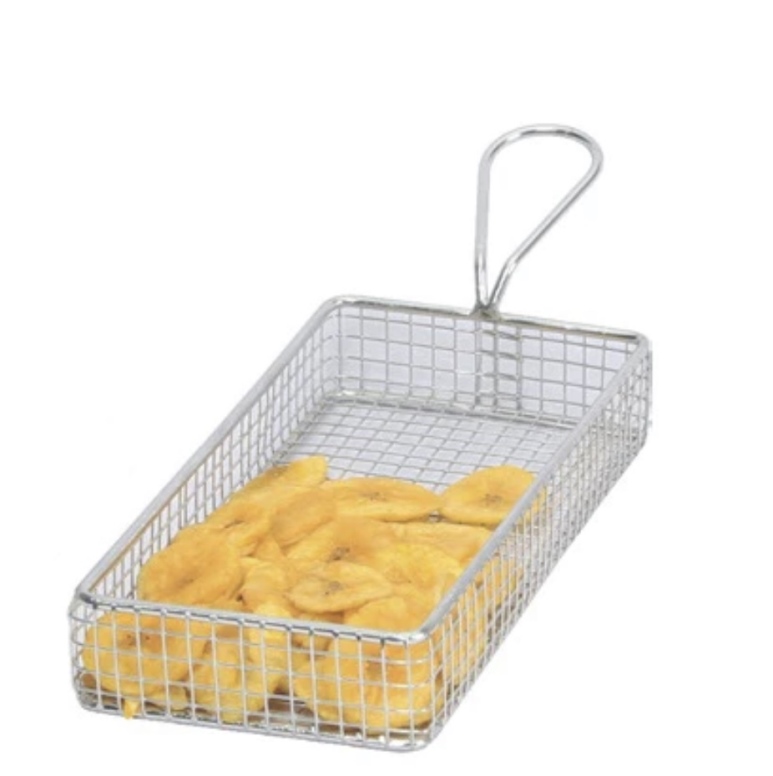 סלסלה/רשת צ'יפס נירוסטה מלבנית 21.5X10X4.5+ידית