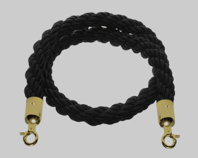 חבל לעמוד תור 1.5 מטר שחור שזור תפסן זהב