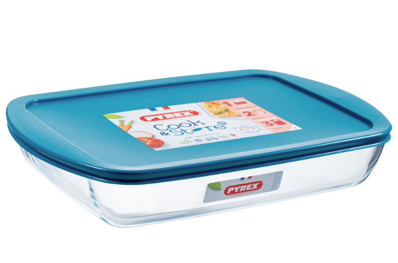 כלי אחסון מכסה ירוק 28X20X5 ס"מ 1.7 ליטר PYREX