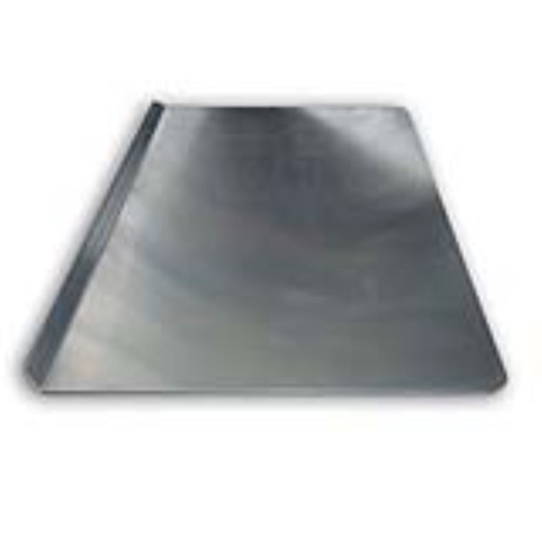 מגש שטוח 45/36 ס"מ אלומיניום (מידה ביתית) מחוזק בעובי 2.00 מ"מ -כיפוף צד אחד+מדבקת הגנה PVC