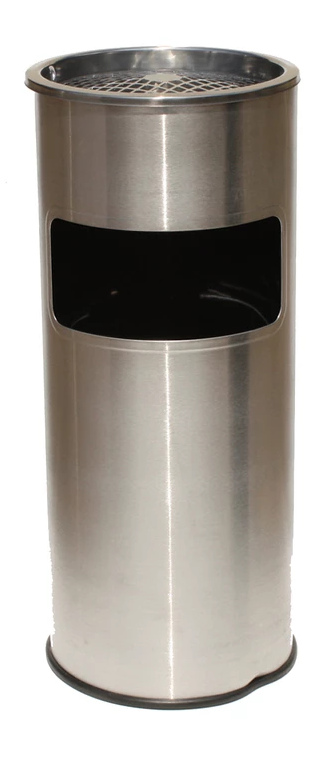 מאפרה פח צינור נירוסטה 61/25 ס"מ+אשפתון פנימי