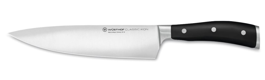 סכין שף 20 ס"מ מחוזק ידית בקלית שחורה WUSTHOF DREIZACKWERK IKON