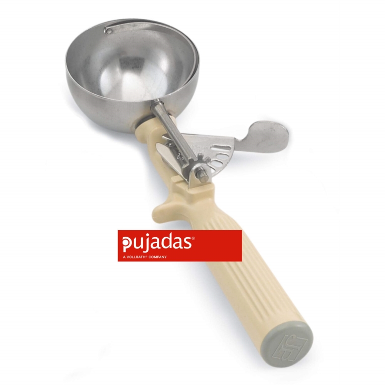 כף מידה קפיץ(גלידה) נירוסטה 96.1 מ"ל קוטר 70 מ"מ ידית בז' PUJADAS VOLLRATH