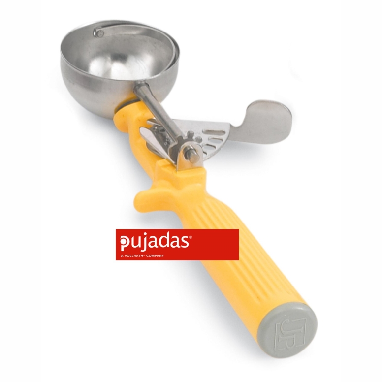 כף מידה קפיץ(גלידה) נירוסטה 48 מ"ל ידית צהובה VOLLRATH PUJADAS