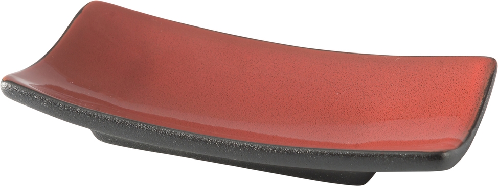 כלי מלבני יפני 14.5/7 ס"מ אדום שחור פורצלן JAGUAR