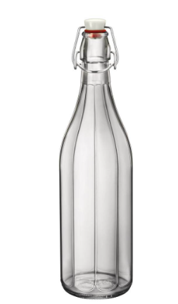 בקבוק זכוכית אוקספורד 1 ליטר(390850) פסים+פקק הרמטי BORMIOLI 1/6