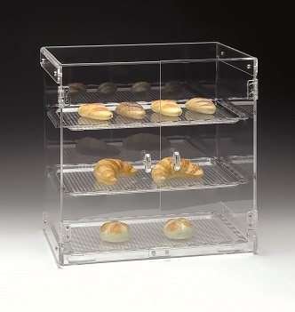מתקן/ארונית 3 קומות למאפים מפוליקרבונט עם 2 דלתות 38*57 ס"מ גובה 50 ס"מ