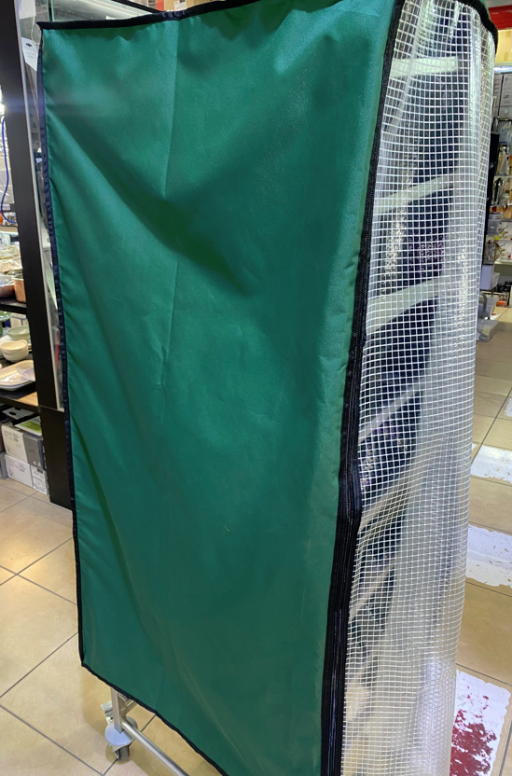 כיסוי לעגלה מסלולים 1/1 ו 60/40 ירוק בקבוק + רוכסן חזית שקופה P.V.C