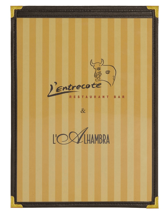 תפריט שקוף בודד A4 חום דו צדדי פינות מתכת