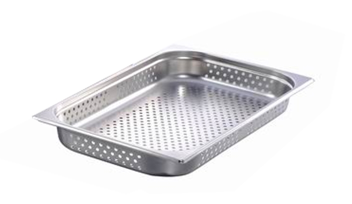 תבנית גסטרונום מחורר 1/1/100  נירוסטה 0.6 מ"מ 14 ליטר