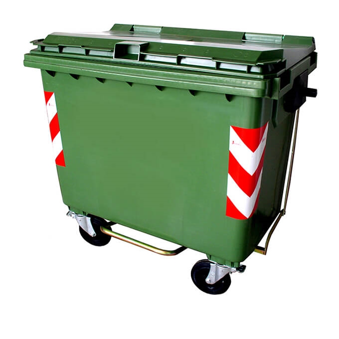 עגלה / עגלת  אשפה ירוק 1100 ליטר דיסקיות+רגלית דולב