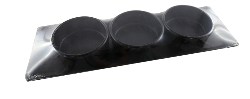 סט מגש דמוי עץ שחור 30*10 +3 קערות שחורות 8 ס"מ טרה קוטה מלמין 702239