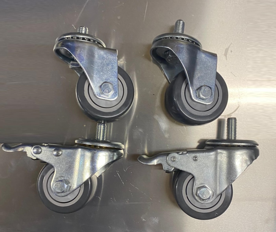 "נטו"-קיט / סט 4 גלגלים  2.5"  פוליריטאן אפור מתאם בורג M12 "נטו"- מתאים לפח מקדונלדס