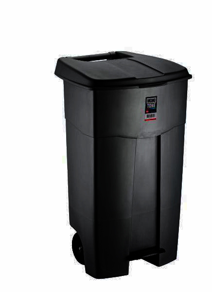 פח דוושה/פדל 125  ליטר שחור עם גלגלים 58/72/105 ס"מ