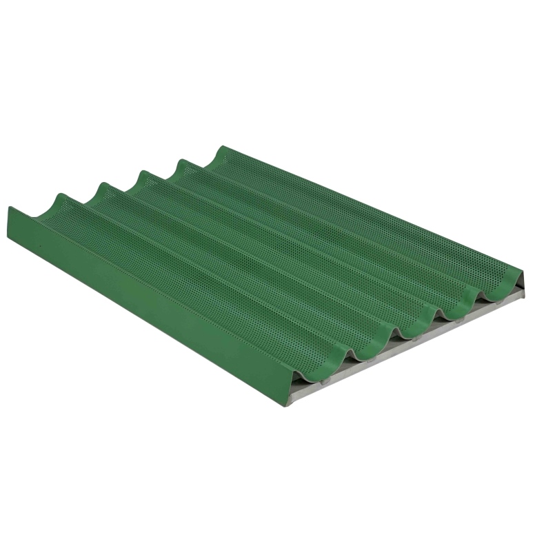 מגש / תבנית / באגט / בגט  60/40 ס"מ אלומיניום ציפוי טפלון ירוק 5 תעלות