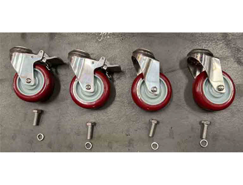 "נטו"- קיט גלגלי נירוסטה / שידרוג / הסבה / החלפת סט 4 גלגלים 4"  מברזל מגולוון לגלגלי נירוסטה "נטו